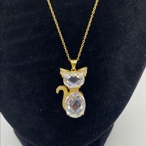 925 Gold plate Cat Pendant Necklace